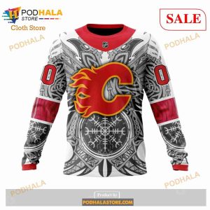 Custom Calgary Flames Norse Viking Symbols Sweatshirt Nhl Hoodie 3d 6