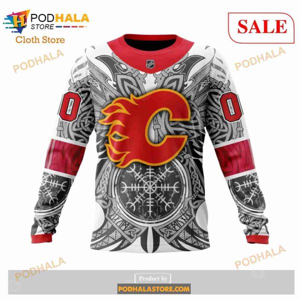 Custom Calgary Flames Norse Viking Symbols Sweatshirt NHL Hoodie 3D