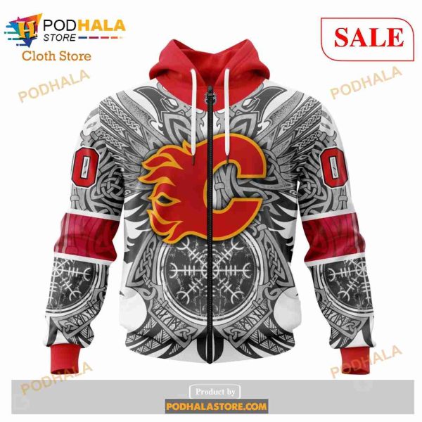 Custom Calgary Flames Norse Viking Symbols Sweatshirt NHL Hoodie 3D