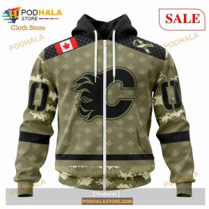 Custom Calgary Flames Special Camo Military Appreciation Sweatshirt Nhl Hoodie 3d 2