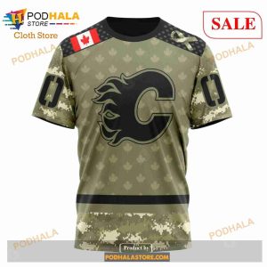 Custom Calgary Flames Special Camo Military Appreciation Sweatshirt Nhl Hoodie 3d 6