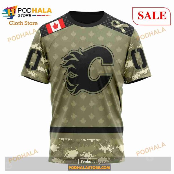 Custom Calgary Flames Special Camo Military Appreciation Sweatshirt NHL Hoodie 3D