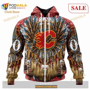 Custom Calgary Flames Special Native Costume Design Sweatshirt Nhl Hoodie 3d 2