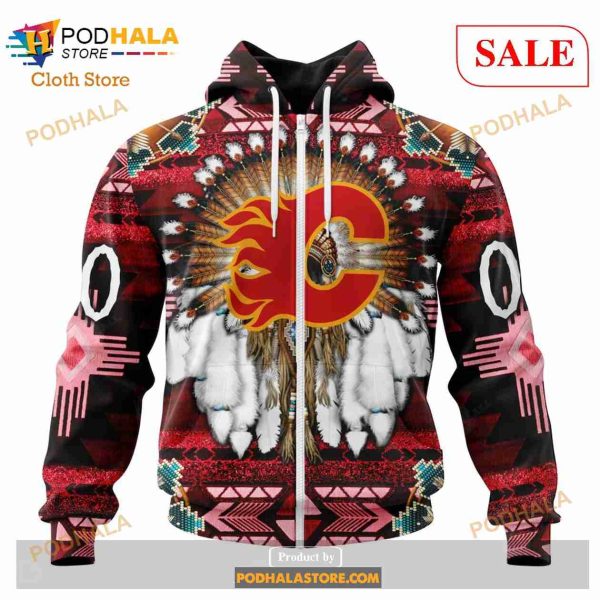 Custom Calgary Flames Special Native Costume Sweatshirt NHL Hoodie 3D