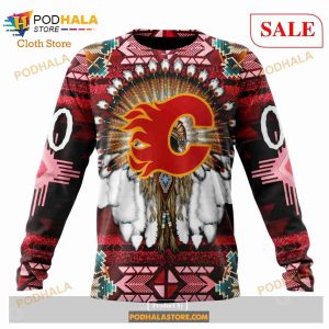 Custom Calgary Flames Special Native Costume Sweatshirt Nhl Hoodie 3d 4