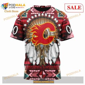 Custom Calgary Flames Special Native Costume Sweatshirt Nhl Hoodie 3d 6
