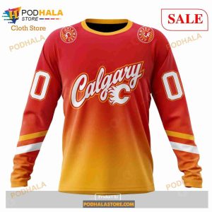 Custom Calgary Flames Special Retro Gradient Design Sweatshirt Nhl Hoodie 3d 4
