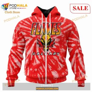 Custom Calgary Flames Special Retro Vintage Tie Dye Sweatshirt Nhl Hoodie 3d 2