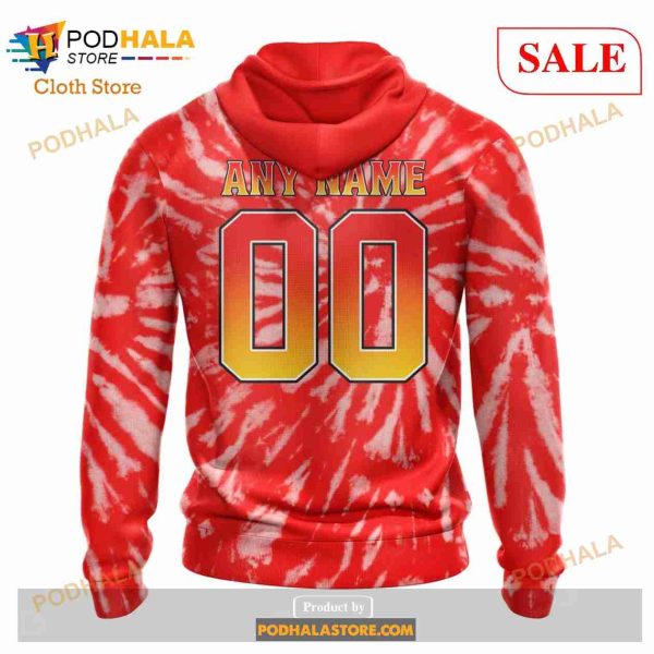 Custom Calgary Flames Special Retro Vintage Tie Dye Sweatshirt NHL Hoodie 3D