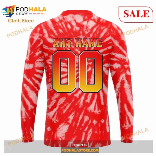 Custom Calgary Flames Special Retro Vintage Tie Dye Sweatshirt NHL Hoodie 3D