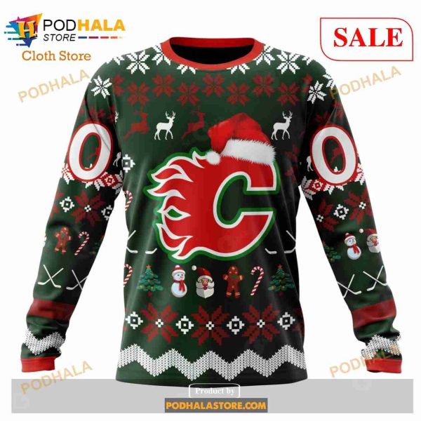 Custom Calgary Flames Unisex Christmas NHL Hoodie 3D
