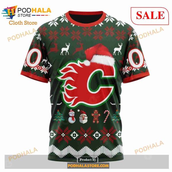 Custom Calgary Flames Unisex Christmas NHL Hoodie 3D