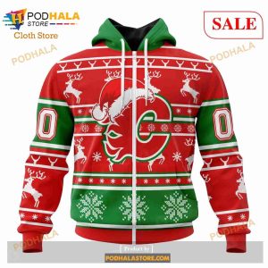 Custom Calgary Flames Unisex Christmas Sweatshirt Nhl Hoodie 3d 2