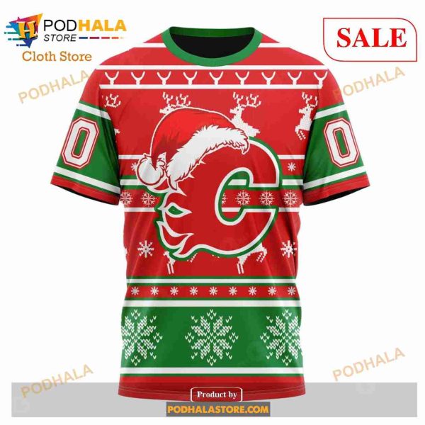 Custom Calgary Flames Unisex Christmas Sweatshirt NHL Hoodie 3D