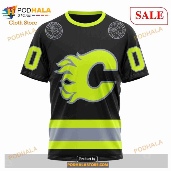 Custom Calgary Flames Unisex FireFighter Uniforms Color Sweatshirt NHL Hoodie 3D