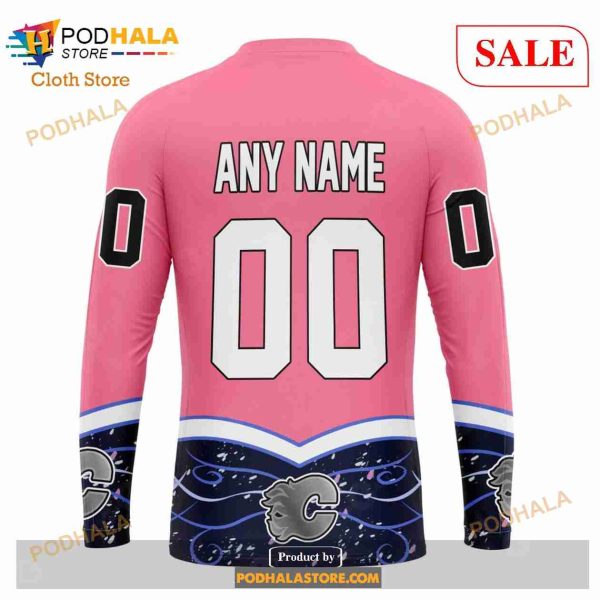 Custom Calgary Flames Unisex For Hockey Fights Cancer Sweatshirt NHL Hoodie 3D