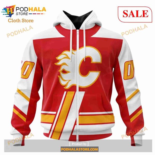 Custom Calgary Flames Unisex Retro Concepts Sweatshirt NHL Hoodie 3D