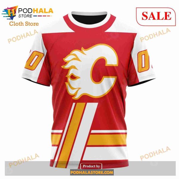 Custom Calgary Flames Unisex Retro Concepts Sweatshirt NHL Hoodie 3D