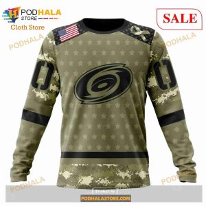 Custom Carolina Hurricanes Camo Military Appreciation Sweatshirt NHL Hoodie 3D 4