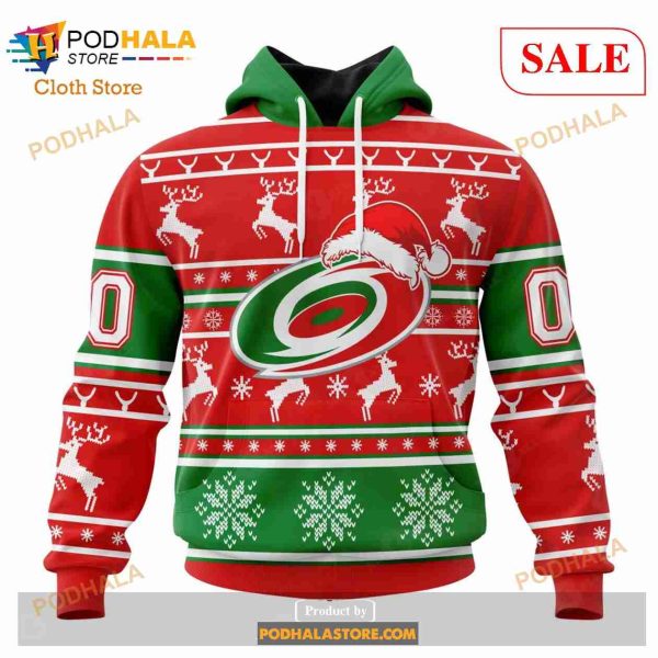 Custom Carolina Hurricanes Unisex Christmas NHL Hoodie 3D , NHL Merch