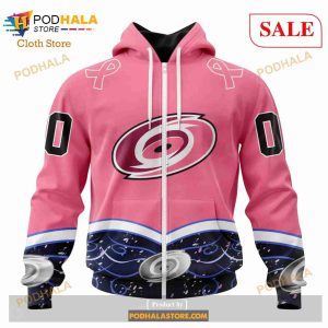 Custom Carolina Hurricanes Unisex For Hockey Fights Cancer Sweatshirt NHL Hoodie 3D 2