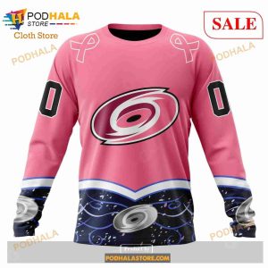 Custom Carolina Hurricanes Unisex For Hockey Fights Cancer Sweatshirt NHL Hoodie 3D 4