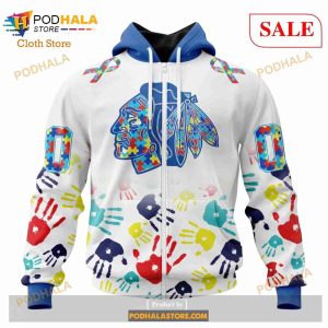 Custom Chicago Blackhawks Autism Awareness Design Sweatshirt NHL Hoodie 3D 2