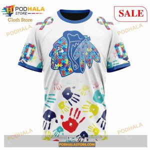 Custom Chicago Blackhawks Autism Awareness Design Sweatshirt NHL Hoodie 3D 8