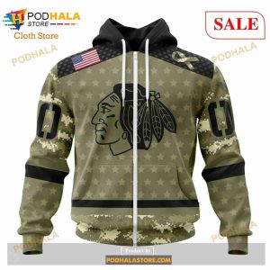 Custom Chicago Blackhawks Camo Military Appreciation Sweatshirt NHL Hoodie 3D 2