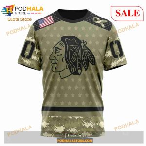 Custom Chicago Blackhawks Camo Military Appreciation Sweatshirt NHL Hoodie 3D 8