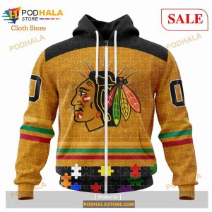 Custom Chicago Blackhawks Fearless Aganst Autism Sweatshirt NHL Hoodie 3D 2