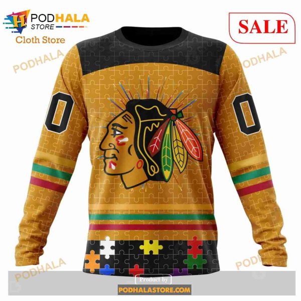 Custom Chicago BlackHawks Fearless Aganst Autism Sweatshirt NHL Hoodie 3D