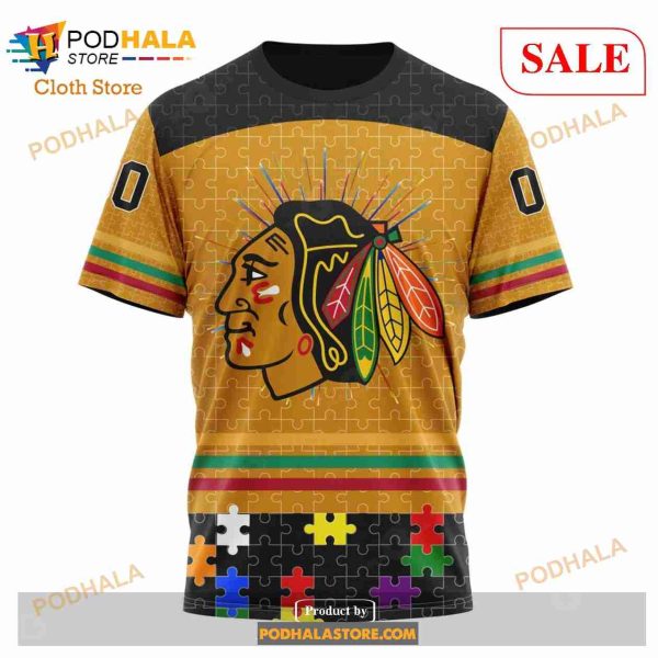 Custom Chicago BlackHawks Fearless Aganst Autism Sweatshirt NHL Hoodie 3D