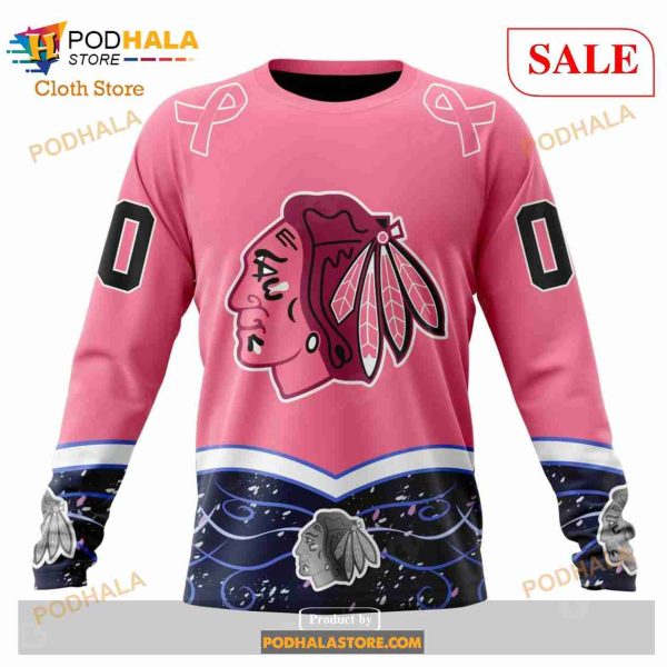 Custom Chicago BlackHawks Fights Cancer Sweatshirt NHL Hoodie 3D