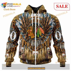 Custom Chicago Blackhawks Native Costume Design Sweatshirt NHL Hoodie 3D 2