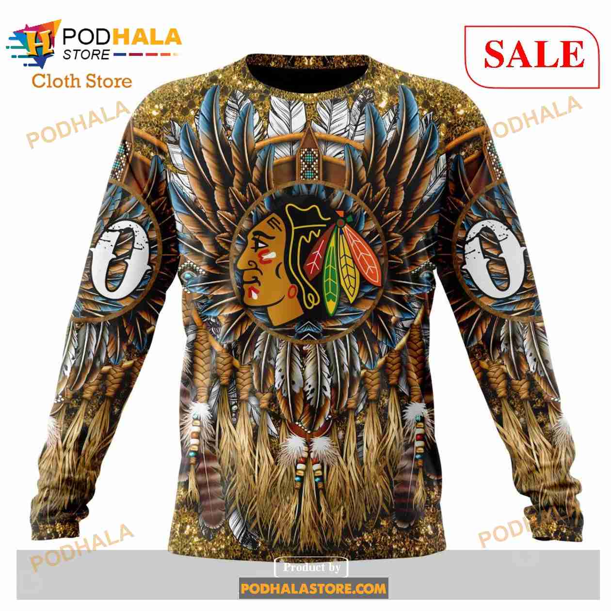 Personalized NHL Chicago Blackhawks Special Native Design Sweater Hoodie 3D  - Beetrendstore Store