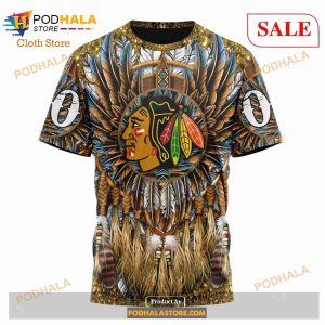 Custom Chicago Blackhawks Native Costume Design Sweatshirt NHL Hoodie 3D 8