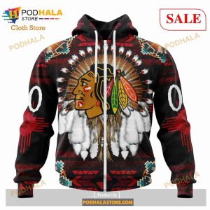 Custom Chicago Blackhawks Native Costume Sweatshirt NHL Hoodie 3D 2