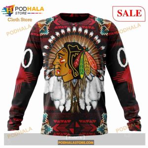 Custom Chicago Blackhawks Native Costume Sweatshirt NHL Hoodie 3D 6