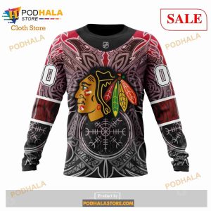 Custom Chicago Blackhawks Norse Viking Symbols Sweatshirt NHL Hoodie 3D 8