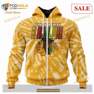 Custom Chicago Blackhawks Retro Vintage Tie Dye Sweatshirt NHL Hoodie 3D 2
