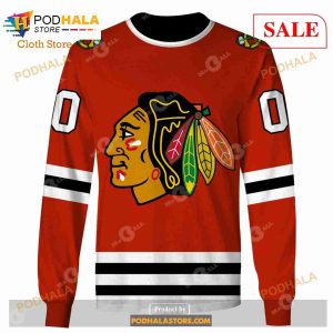 Custom Chicago Blackhawks Throwback Vintage NHL Hockey Sweatshirt Hoodie 3d 3