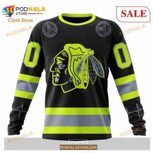 Custom Chicago Blackhawks Unisex Firefighter Uniforms Color NHL Hoodie 3D 6