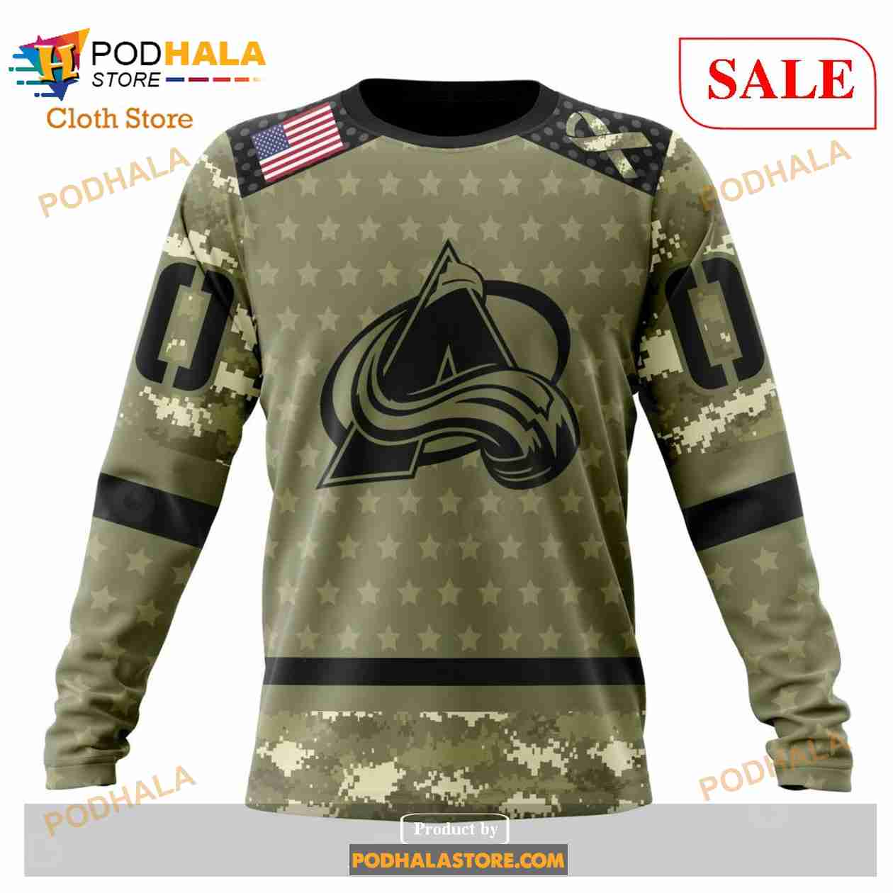 Custom Colorado Avalanche Camo Military Appreciation Sweatshirt