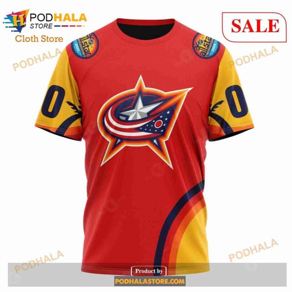 Custom Columbus Blue Jackets ALL Star Sunset Sweatshirt NHL Hoodie 3D
