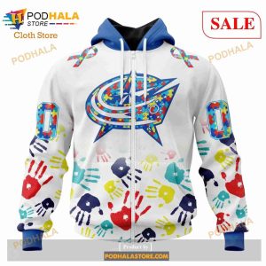 Custom Columbus Blue Jackets Autism Awareness Design Sweatshirt Nhl Hoodie 3d 2