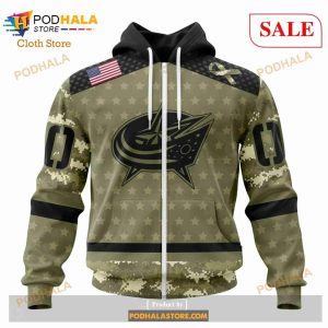 Custom Columbus Blue Jackets Camo Military Appreciation Sweatshirt Nhl Hoodie 3d 2