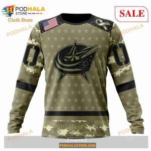 Custom Columbus Blue Jackets Camo Military Appreciation Sweatshirt Nhl Hoodie 3d 4