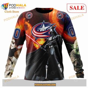 Custom Columbus Blue Jackets Design X Star War Sweatshirt Nhl Hoodie 3d 4