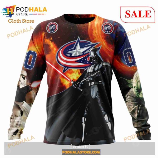 Custom Columbus Blue Jackets Design X Star War Sweatshirt NHL Hoodie 3D